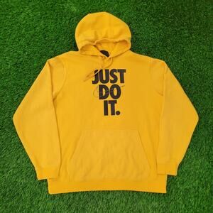 NIKE Center Swoosh Hoodie XL 25x27 Yellow Baggy Just-Do-it